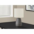 Monarch Specialties Lighting, 19 in.H, Table Lamp, Grey Ceramic, Ivory / Cream Shade, Contemporary I 9633